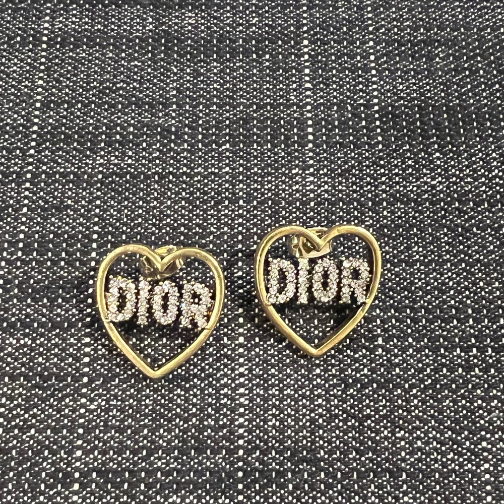 Gold Heart Earrings with Silver Accents